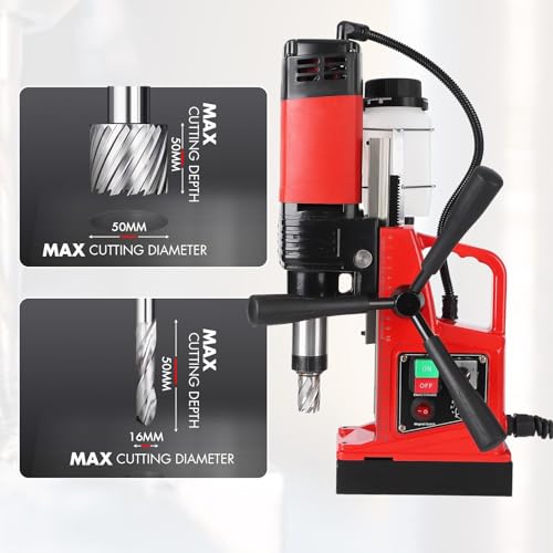 Image of Mag Drill Press, 1300W Power Magnetic Drill Presses, 1.6″ Boring Diameter, 810 RPM, 10 Speed for Industrial & Home Improvement