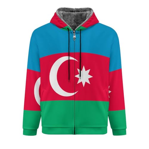 Sudadera con capucha para hombre con cremallera y bandera de Azerbaiyán 3
