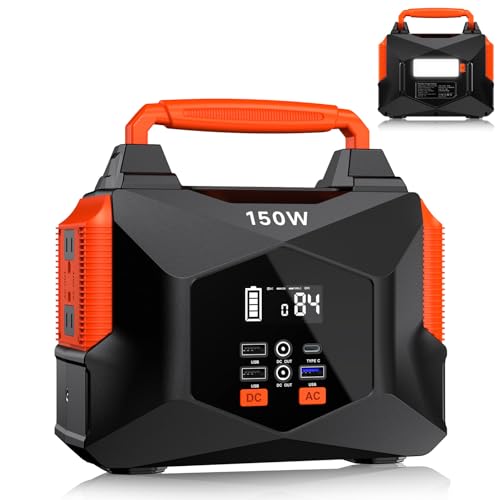 Portable Power Station for Camping, 150w 146wh Portable Generator for Home Use Indoor Outdoor Quiet Generator with AC Outlet Large Power Bank for Laptop Travel Emergency CPAP Survival Backup Apartment
