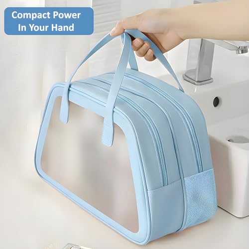 Image of Kuber Industries Pack of 2 Waterproof Skincare /Cosmetic Bag for Women | Space-Saving Makeup & Travel Toiletry Pouch | Aesthetic Vanity Kit & Wash Bag for Girls | YJ-20-BLU | Transparent - Blue