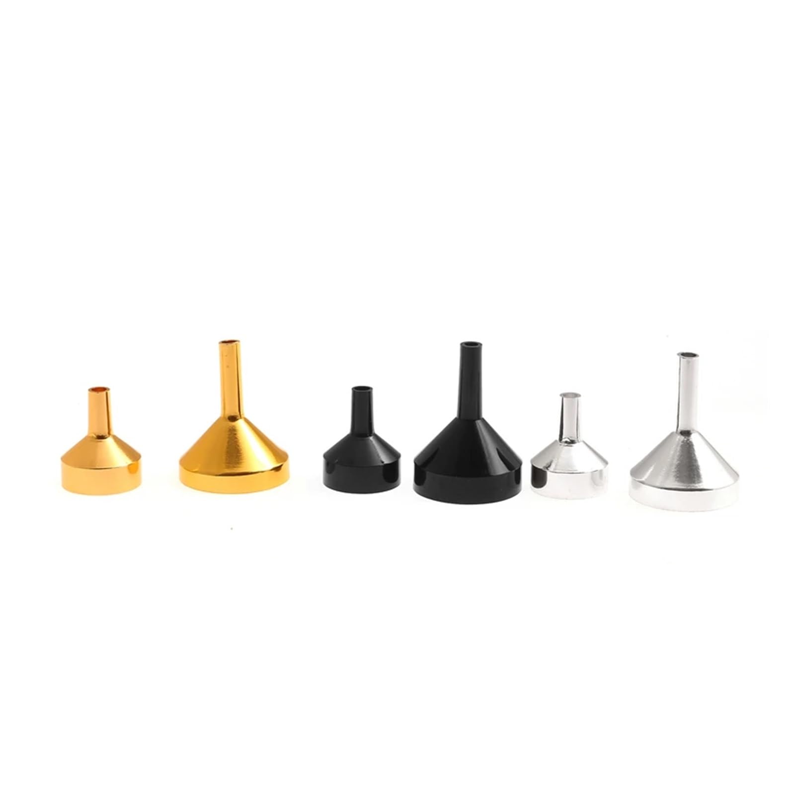 Embudo metálico de acero inoxidable, Mini embudos de acero inoxidable, 10 Uds., embudos de recarga multicolores de 2 tamaños for cocina(Black S 10pcs)