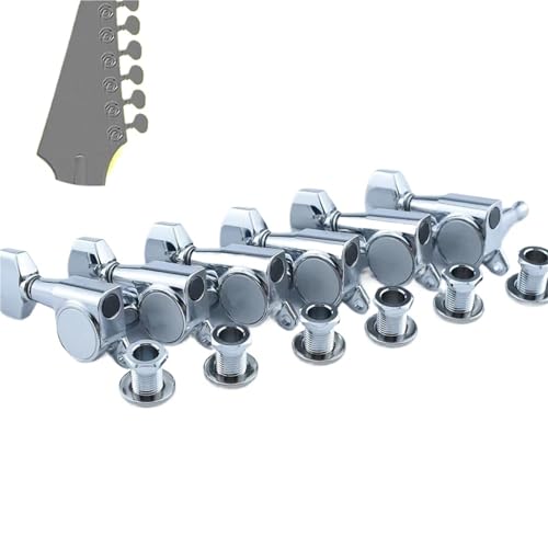 Guitar Tuning Pieces 1 Set 6 Strings Guitar Machine Heads Tuners(Silver)