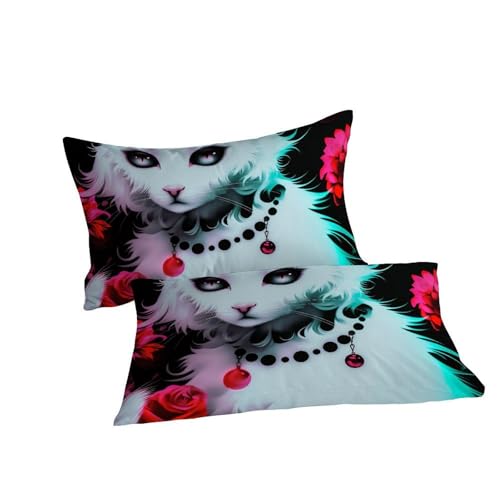 Parure housse de couette chat blanc douce anti-glissement avec sa fermeture éclair - 7