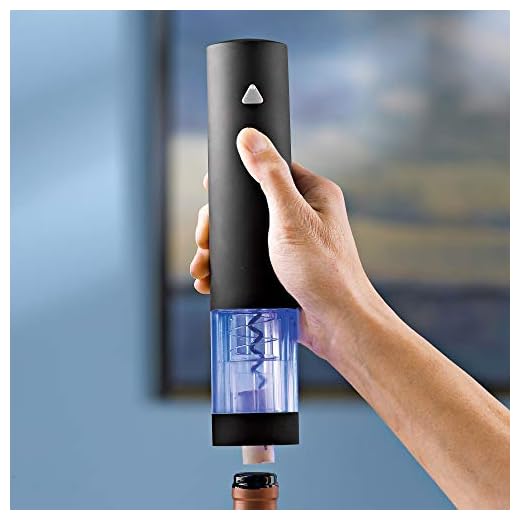 Wine Enthusiast Electric Blue Push-Button Corkscrew, Black