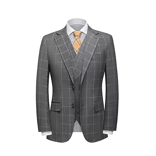 3 Pieces Men's Suit Set Customized Tailored Plaid Business Dress Men Suits Groom's Wedding Tuxedo2