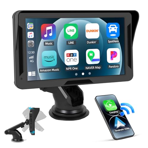 CAMECHO Trådlös Carplay Android Bilskärm 7" med Bluetooth & AUX
