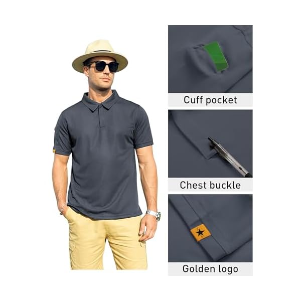 ZITY Mens Polo Shirt Short Sleeve Sports Tactical T-Shirt Athletic Golf Polos Daily Casual Stylish Collared Shirts for Men