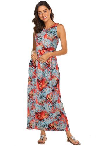 Image of Hount Women's Summer Sleeveless Striped Flowy Casual Long Maxi Dress with Pockets