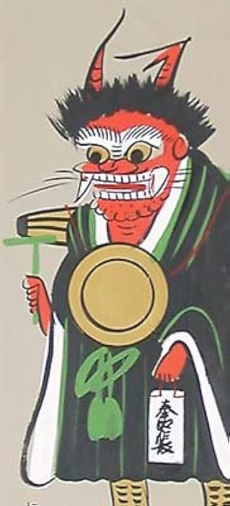 Amazon.co.jp: 大津絵 長色紙額 鬼の寒念仏 (肉筆) : 文房具