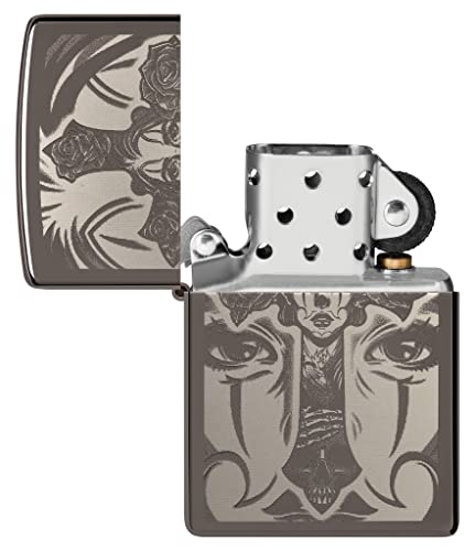 Encendedor Zippo Day of The Dead Skull Cross Black Ice miniatura 4