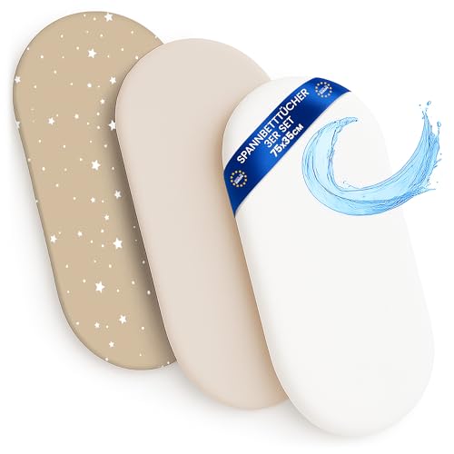 Lenzuola con angoli per passeggino: Set di 3: 75 x