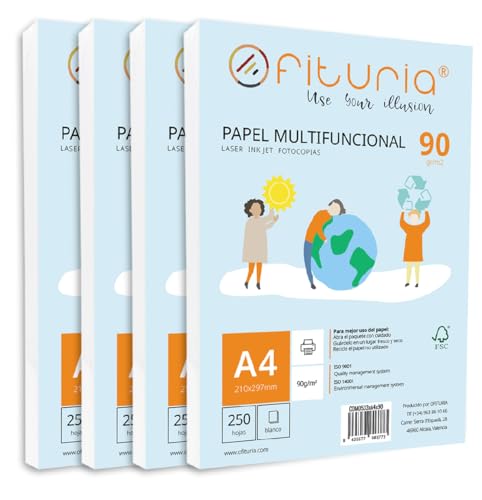 Papier A4 90g pour l'école et le bureau : 1000 feuilles blanches Ofituria