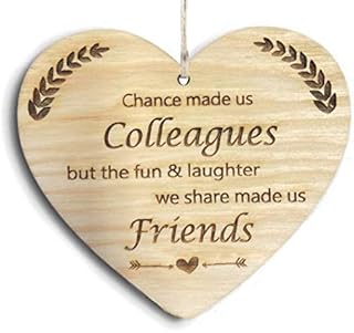 Pet-Jos Wooden Hanging Heart Colleague Gift Heart Wooden Sign Friendship Quote Gift for Collegue Office Friends FBA
