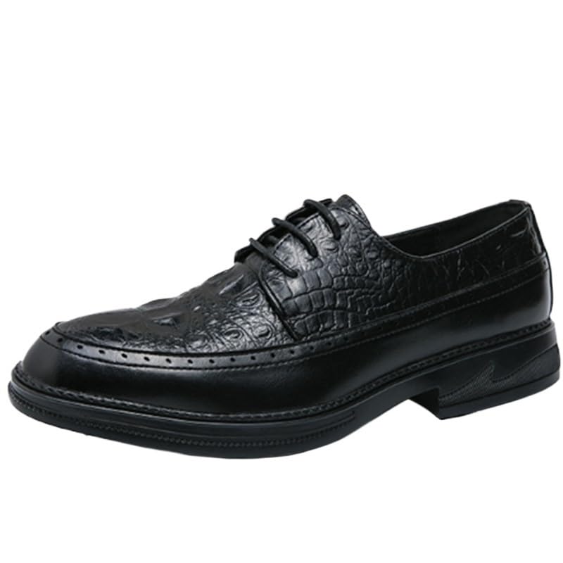 HBJWOV Men's Leather Shoes Business Commuting Wedding Lace-up Round Toe