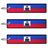 JAVD Haiti Flag Keychain Tag with Key Ring - Keys, Cars, Motorcycles, Backpacks, Luggage and Gifts - EDC (3 Pack)