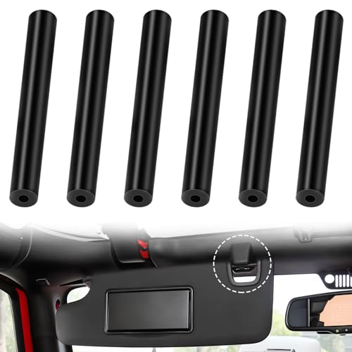 6 Pack Sun Visor Repair Kit Compatible with -Jeep- Wrangler JK JKU 2007-2017 Driver & Passenger Side Sunvisor Repair Tube(Black)
