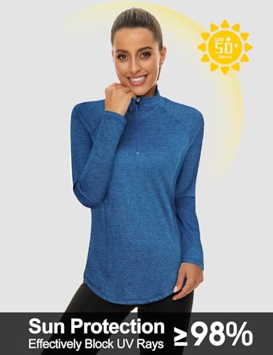 LURANEE Womens UPF 50+ Long Sleeve 1/4 Zip Pullover Athletic Hiking Running Workout Tops