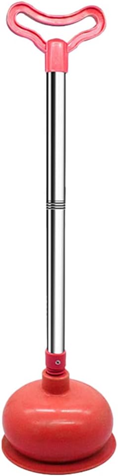 Rubber Toilet Plungers Hand Drain Plunger Heavy Duty Cup Plunger Bathroom Cleaning Plunger with Long Handle Drain for Home Cleaning Equipment (Red)/65