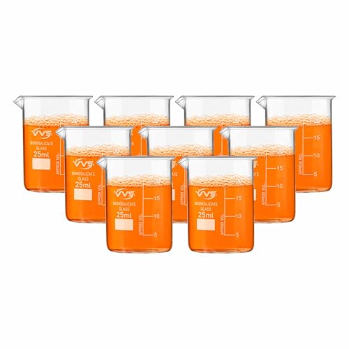 Image of VVS Borosilicate Glass Beaker 25ml pack of 9 of For School College, Lab Laboratry and professional use