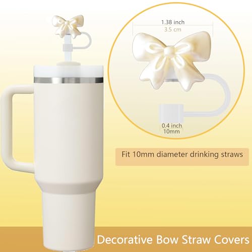 Cubiertas decorativas para pitillos con moño, set 4 blanca perla miniatura 2