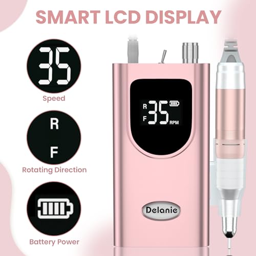 Torno eléctrico portátil para uñas, 35000 RPM, recargable miniatura 3