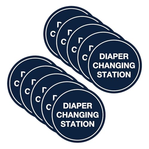 Signs ByLITA Circle Diaper Changing Station Sign (Navy Blue/White) - X-Large - (10 Pack)