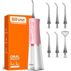 Bitvae Water Dental Flosser Teeth Picks, Cordless Portable Oral Irrigator, Powerful and Rechargeable Oral Irrigator, Brace Care, IPX7 Waterproof Water Dental Picks for Cleaning, Quartz Pink | Powerful and Rechargeable Oral Irrigator, Brace Care, IPX7 Waterproof Water Dental Picks for Cleaning, Quartz Pink