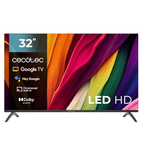 Cecotec Smart TV, Televisor LED de 32 Pulgadas Resolución HD A4 Series ALH40032S. Sistema Operativo Google TV, Dolby Audio, HDR10, 16 GB de ROM, Bluetooth, Google Voice Assitant y Chromecast