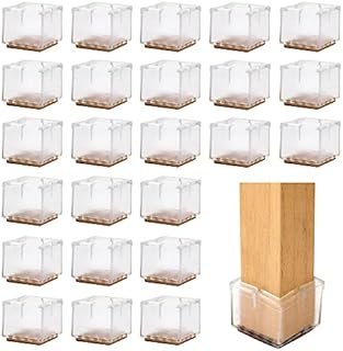 Coqlycot Silicone Furniture Feet Pads,24Pcs Square Chair Leg Caps with Felt Pads Table Cover Floor Scratches Protectors for Square Leg (For 31-36mm Square Leg)