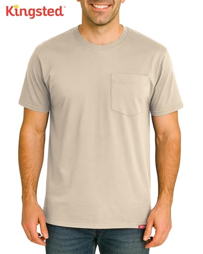 Image of Kingsted Pocket T-Shirts for Men - Super Soft & Comfy 100% Cotton Shirts | Short-Sleeve Crewneck Pocket Tee Shirts - Classic Regular Fit Work Shirt - Built to Last Midweight Cotton T-Shirts for Men