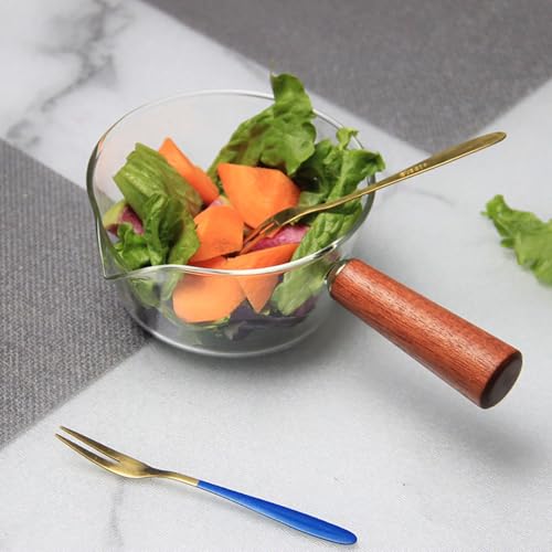 Verve Jelly Glass Milk Pot Nonstick Saucepan with Wooden Handle, Clear Milk Pan, Mini Butter Warmer for Cooking, Noodles, Soups, Hot Milk, 5.9 * 4.7 * 2.8in, 900ml - Image 5