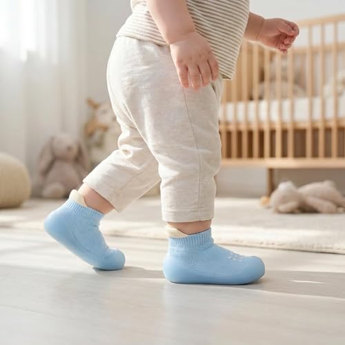 Image of Hstyle Baby Sock Shoes Toddler Boys Walking Shoes Infant Slippers Sneakers | Non-Slip,Soft Rubber Sole,Lightweight,1st Birthday Gifts for Baby Boys Girls
