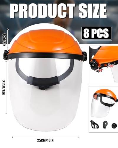 Image of Tellegloww 8 Pack Safety Face Shield for Grinding Cutting Work, Orange