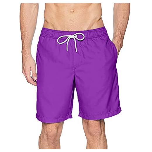 Hatop Men's Beach Shorts Casual Pants Sports Shorts Quick Dry Shorts with Inner Net Quick Dry Beach Board Shorts Purple