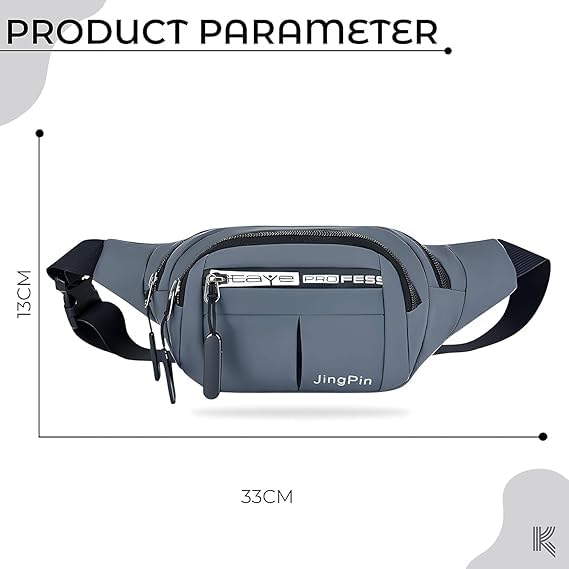 Image of Waist Bag for Man & Woman | Travel Handy Hiking Running Pouch with Zipper | Adjustable Strap Fanny Pack for Documents Money Card Phone Earphone | Lightweight Sport Belt Bag (Gray)
