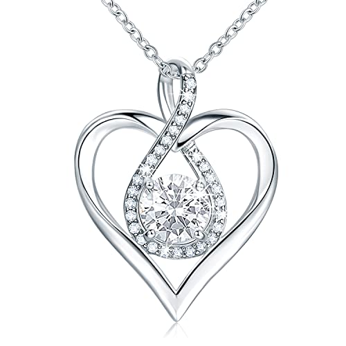 Billie Bijoux 18K Gold Over Sterling Silver Heart Birthstone Necklaces For Women Jewelry For Women Diamond Infinity Birthstone Pendent Necklace Jewelry Valentine’s Day Mother’s Day Christmas Birthday Anniversary Jewelry Gifts For Women Wife Mom Girlfriend Daughter Friend Her Sister (Silver-04) #TOP15