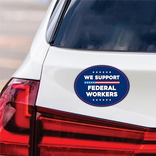 Voila Print Support Federal Workers, Resist Hate, Anti-Trump, Resist Racism Car Magnet, 6" x 4.5", Red and Blue, Plastic, 1 Piece