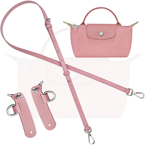 Image of Bag Leather Strap Replacement Crossbody Shoulder Straps for Mini Bag Pouch, No Damage Conversion Kits Accessories xs strap pink (MINI-Pink-S)