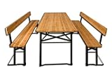 Casaria Biertent Set met Rugleuning 170 cm Opvouwbaar Stabiel 2x Banken 1x Brede Tafel Hout Tuinset Picknicktafel Bruin