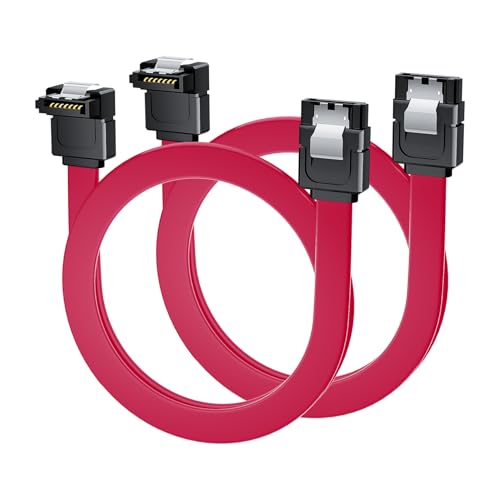 BolAAzuL 2-Pack SATA Cable III Right Angle to Straight 40cm, 6Gbp, Red