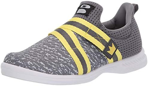 Brunswick Mens Slingshot Bowling Shoes- Grey/Yellow 7 1/2