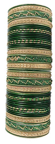 Image of NMII Non-Precious Metal with Base Metal Spreads with Zari Glossy Finished Premium Traditional Bridal Chuda Bangle set for Women and Girls