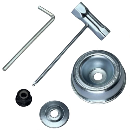 Kit de mantenimiento de adaptador de hoja adecuado para Stihl FS55 FS55R FS56 FS56RC FS70R FS80 FS85 FS90 FS90R FS94 FS100RX Kit de 5 piezas (arandela de empuje, placa de conductor, tuerca de cuello,