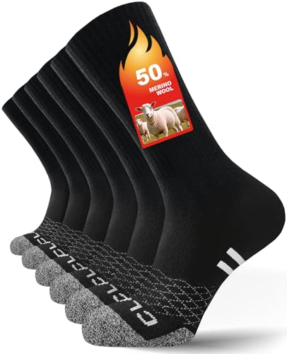 Merino Wool Thermal Socks for Men Women, Cushioned Performance Sport Socks for Hiking,Cycling,Work,Ski 3 Pairs