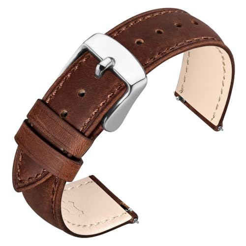 ANNEFIT Correa Reloj Piel para Hombre y Mujer, Correas de Reloj 20mm de Cuero Vintage Crazy Horse (Caramelo)
