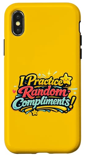I Practice Random Compliments Bold ���g�� �^�C�|�O���t�B �D���� �X�}�z�P�[�X iPhone X/XS �p