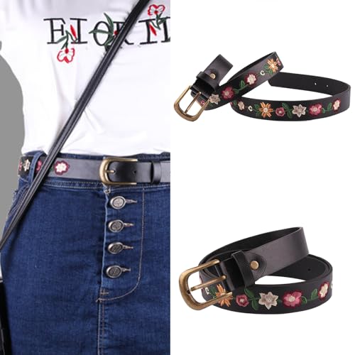 PU Waist Belts Teens Adjustable Embroidery Flower Waist Belt Woman Jeans Dresses Skirt Coat Versatile Waistband2