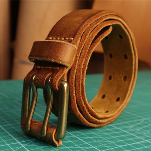 Classic Cowhide Leather Belts Adjustable Fashion Double Grommet Devise Punk Rock Western Style Vintage Belt4