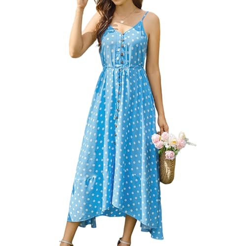 Image of BROVAVE Women's 2026 Summer Casual Boho Sundress Spaghetti Strap Midi Dress