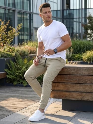 Image of ANNI Designer Men Cargo Pants Cotton Solid | Cargo Pants for Men | Mens Cargo Trouser | Multi Pocket Cargo Pant Regular Fit | Casual Stylish Bottom Wear for Mens Comfortable Clothing